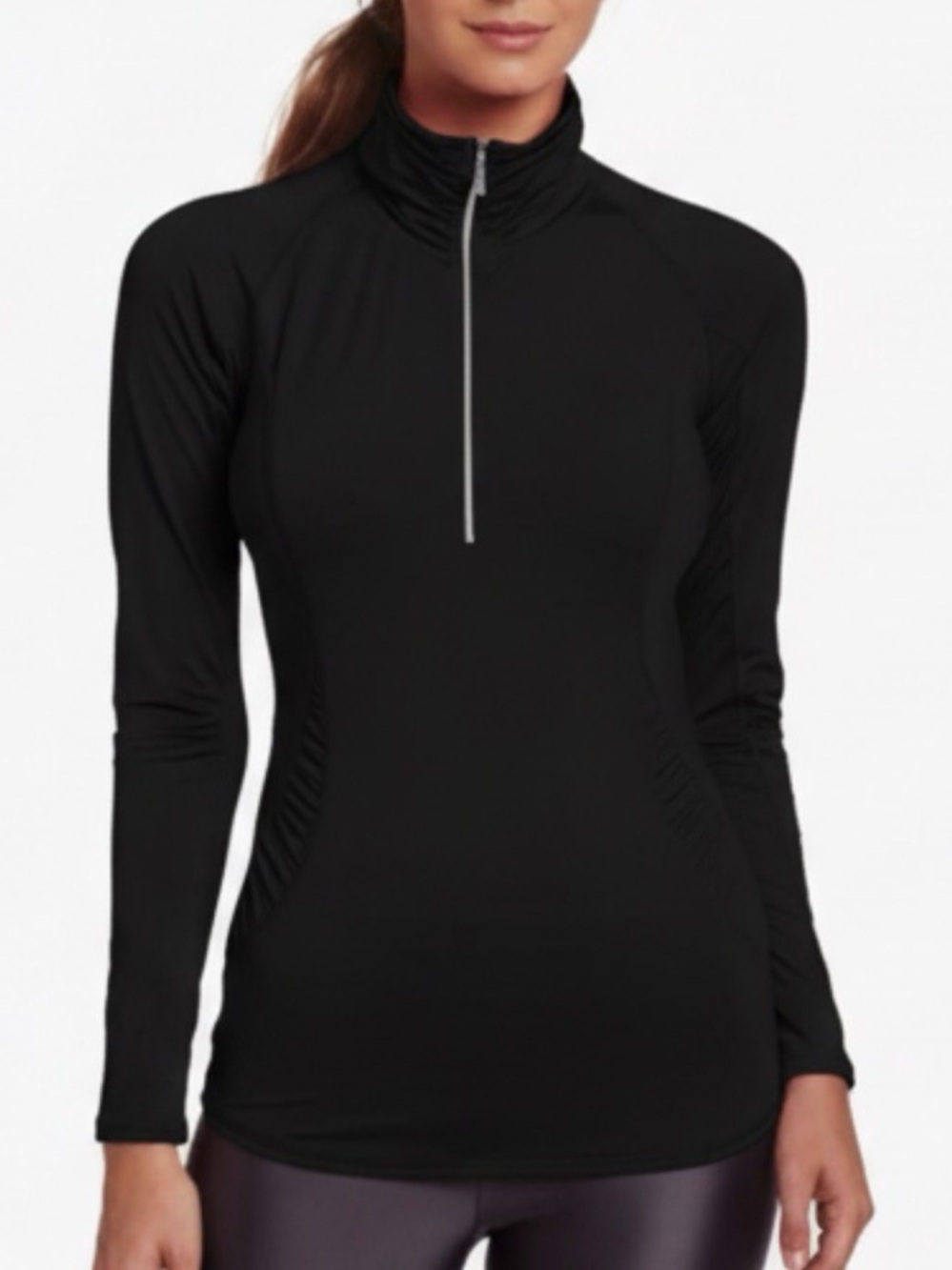Sunice luxury activewear black fitted pullover sweatshirt size large